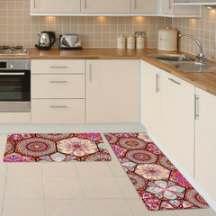 2pcs Vintage Boho Kitchen Rugs Set Waterproof Non Slip Runner Rug