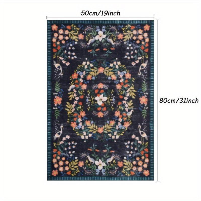Soft Kitchen Floor Mat Floral Loop Velvet Non-slip Waterproof