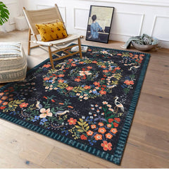 Soft Kitchen Floor Mat Floral Loop Velvet Non-slip Waterproof