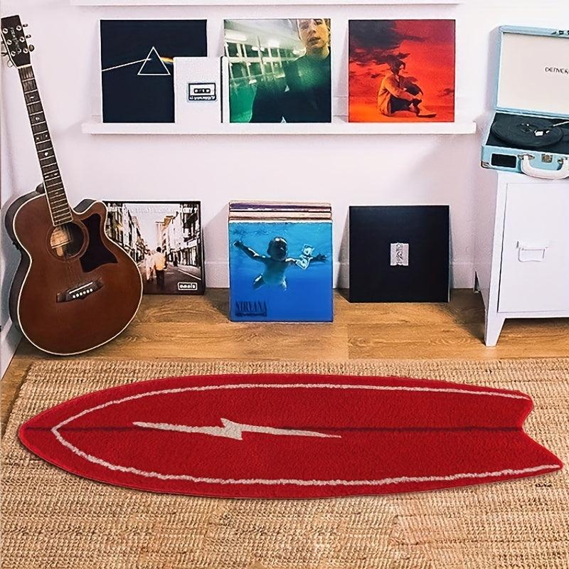 Vintage Surfing Skateboard Plush Rug for Bedroom