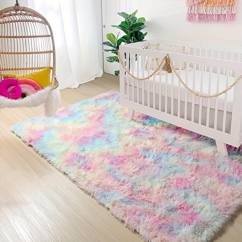 Soft Rainbow Shag Rug for Girls Bedroom Kids Room