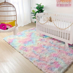 Soft Rainbow Shag Rug for Girls Bedroom Kids Room
