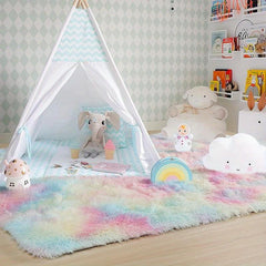 Soft Rainbow Shag Rug for Girls Bedroom Kids Room