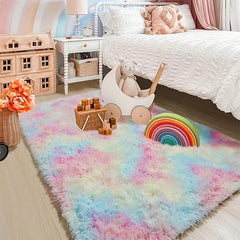 Soft Rainbow Shag Rug for Girls Bedroom Kids Room