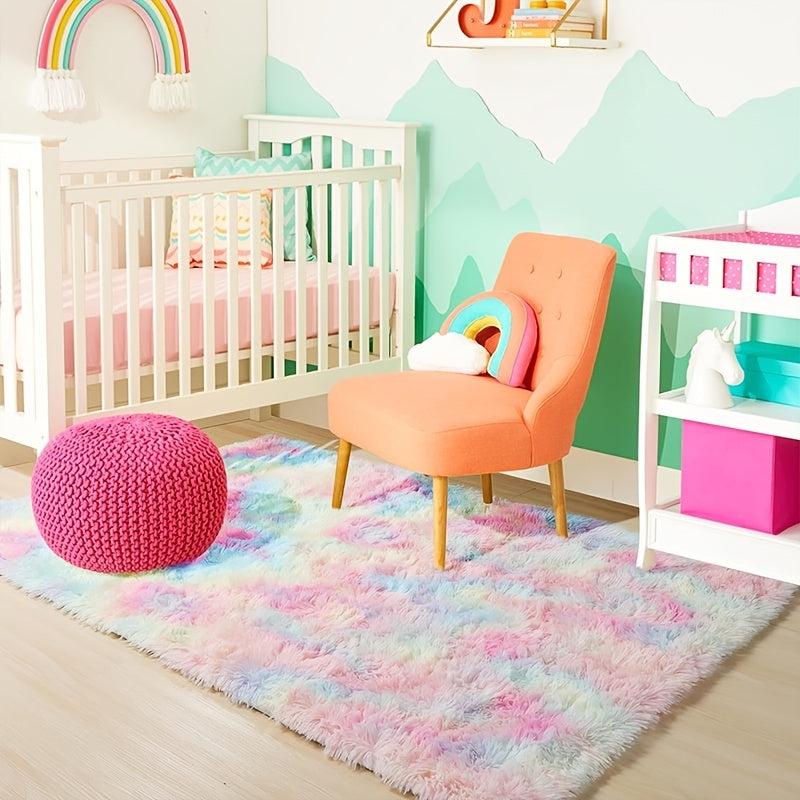 Soft Rainbow Shag Rug for Girls Bedroom Kids Room