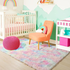 Soft Rainbow Shag Rug for Girls Bedroom Kids Room