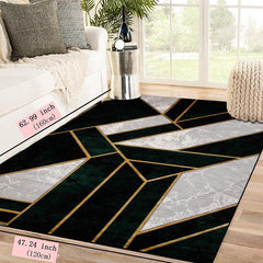 Grey Geometric Pattern Floor Mat Water Absorb Living Room Bedroom Carpet