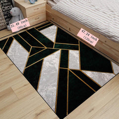 Grey Geometric Pattern Floor Mat Water Absorb Living Room Bedroom Carpet