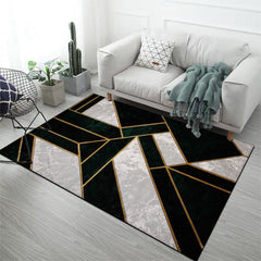 Grey Geometric Pattern Floor Mat Water Absorb Living Room Bedroom Carpet