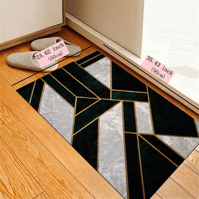 Grey Geometric Pattern Floor Mat Water Absorb Living Room Bedroom Carpet