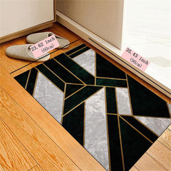 Grey Geometric Pattern Floor Mat Water Absorb Living Room Bedroom Carpet