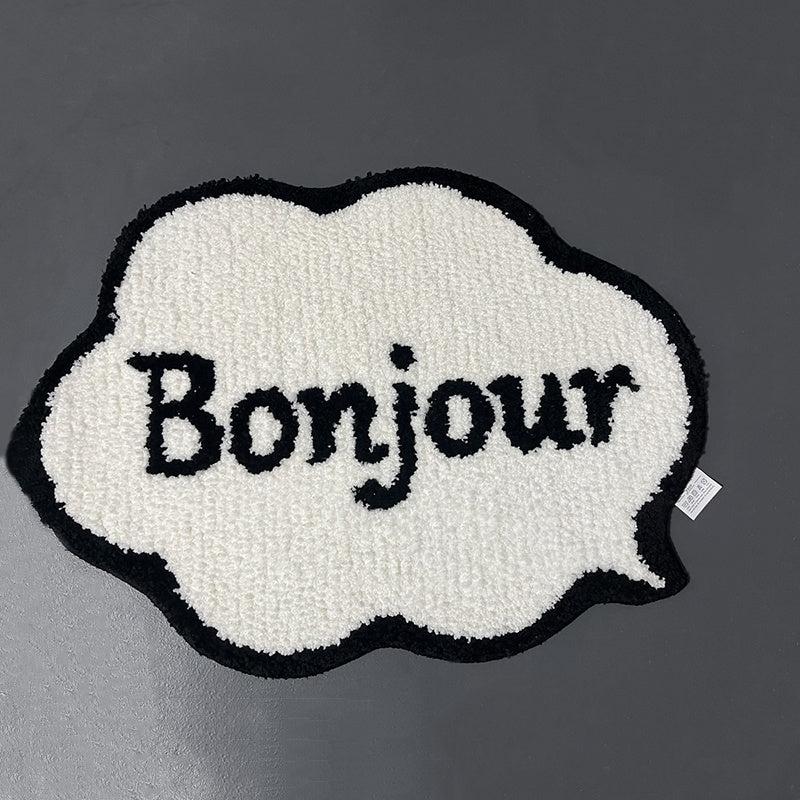 French Bonjour Cloud Shaped Bath Floor Mat Non Slip Indoor Carpet