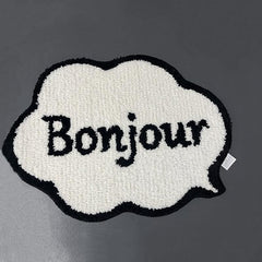 French Bonjour Cloud Shaped Bath Floor Mat Non Slip Indoor Carpet