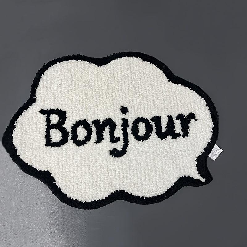 French Bonjour Cloud Shaped Bath Floor Mat Non Slip Indoor Carpet