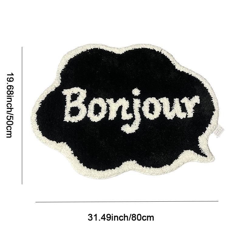 French Bonjour Cloud Shaped Bath Floor Mat Non Slip Indoor Carpet