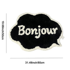 French Bonjour Cloud Shaped Bath Floor Mat Non Slip Indoor Carpet