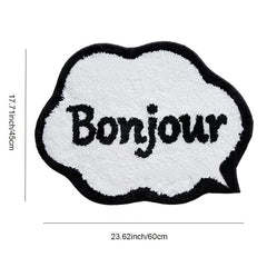 French Bonjour Cloud Shaped Bath Floor Mat Non Slip Indoor Carpet