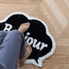 French Bonjour Cloud Shaped Bath Floor Mat Non Slip Indoor Carpet