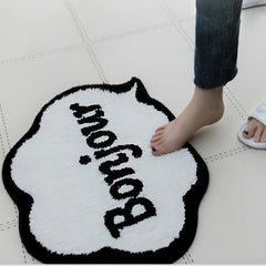 French Bonjour Cloud Shaped Bath Floor Mat Non Slip Indoor Carpet