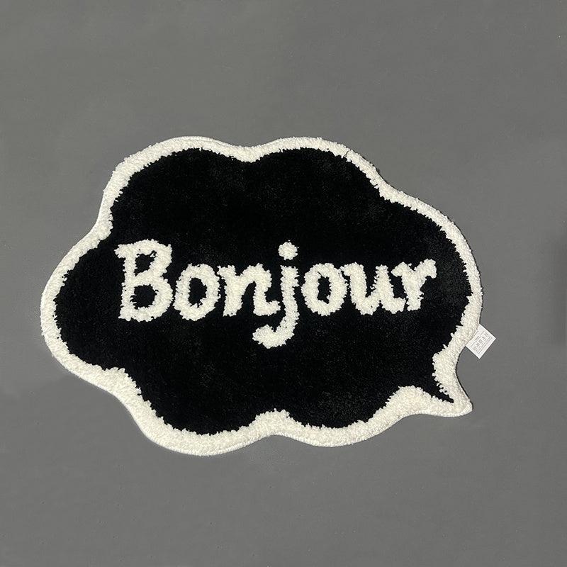 French Bonjour Cloud Shaped Bath Floor Mat Non Slip Indoor Carpet