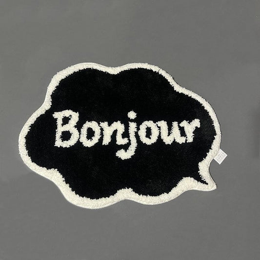 French Bonjour Cloud Shaped Bath Floor Mat Non Slip Indoor Carpet