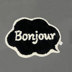 French Bonjour Cloud Shaped Bath Floor Mat Non Slip Indoor Carpet