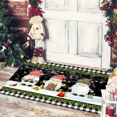 Christmas Floor Mat Santa Claus Snowman Non-slip Absorbent Carpet