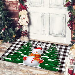 Christmas Floor Mat Santa Claus Snowman Non-slip Absorbent Carpet