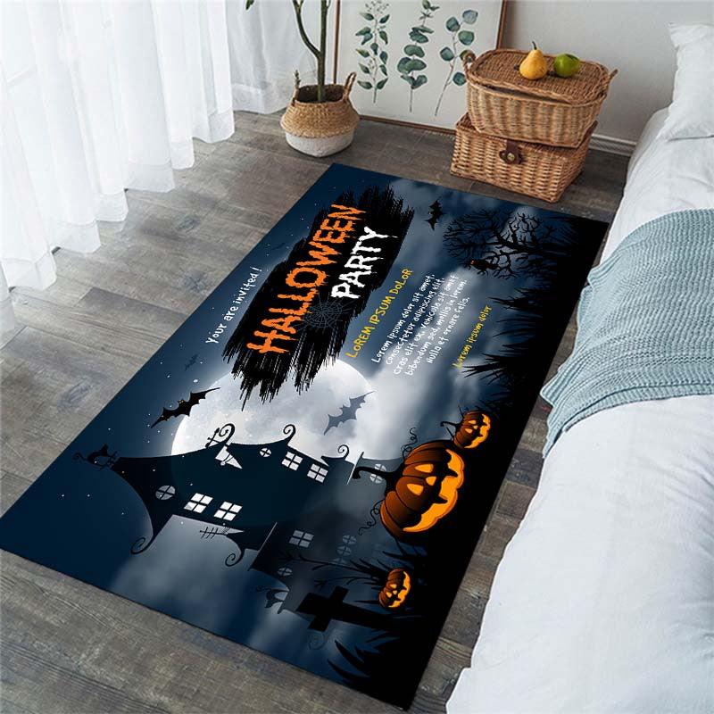 Halloween Area Rug for Living Room or Bedroom, Machine Washable Non-Slip Rug
