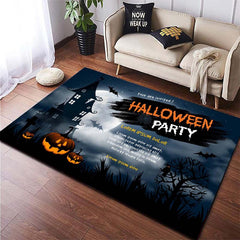 Halloween Area Rug for Living Room or Bedroom, Machine Washable Non-Slip Rug