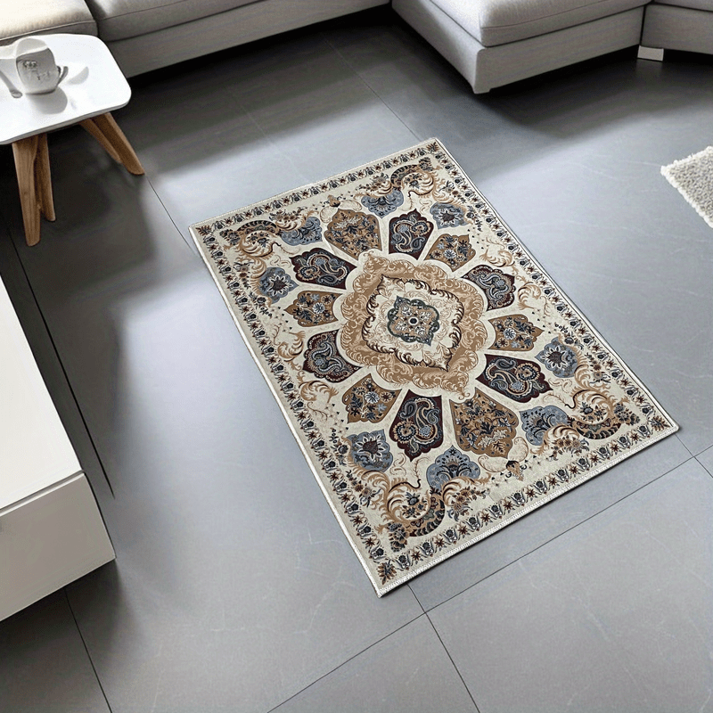 Vintage Boho Area Rug Non-slip Washable Door Mat Bohemian Style for Living Room