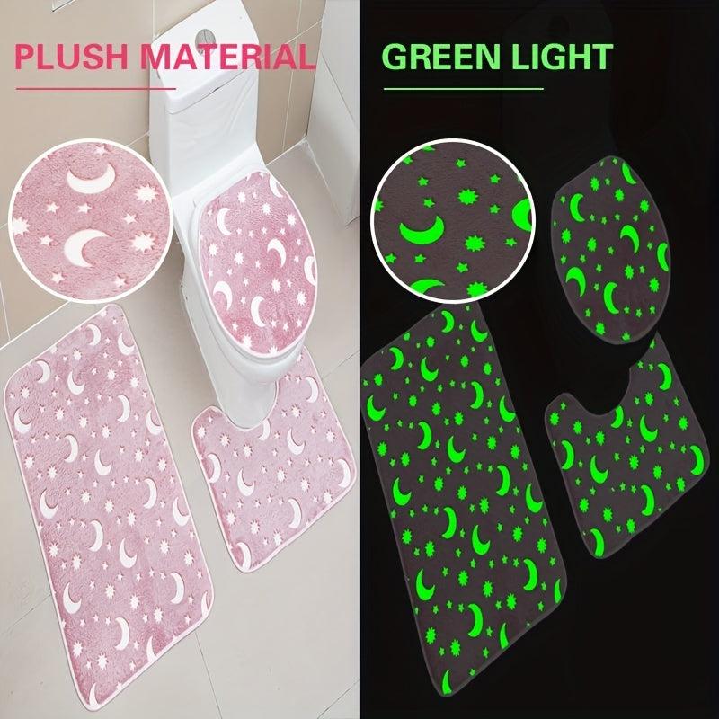 Night Light Floor Mat Sponge Bathroom Set Non-slip Durable Absorbent Toilet Mat