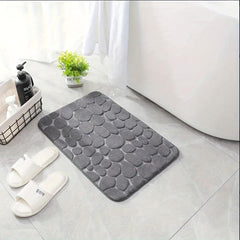 Memory Foam Bath Rug with Cobblestone Embossment