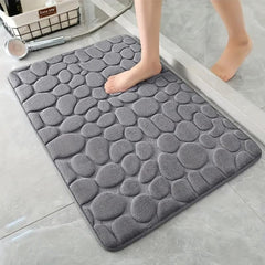 Memory Foam Bath Rug with Cobblestone Embossment