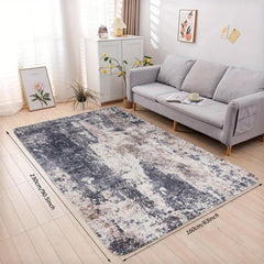 Modern Abstract Navy Khaki Rug Faux Cashmere Non Slip Large Rug