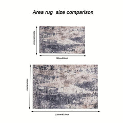 Modern Abstract Navy Khaki Rug Faux Cashmere Non Slip Large Rug