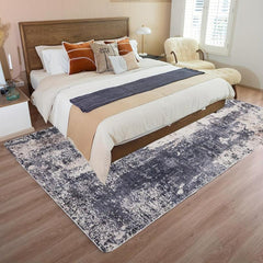 Modern Abstract Navy Khaki Rug Faux Cashmere Non Slip Large Rug