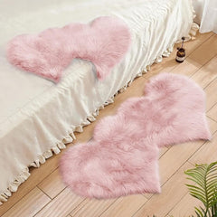 Pink Heart Wool Carpet Thickened Plush Sofa Decorative Floor Mat