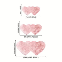 Pink Heart Wool Carpet Thickened Plush Sofa Decorative Floor Mat