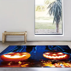 Halloween Area Rug Modern Crystal Velvet Rug Non-slip Soft Polyester Fiber Mat