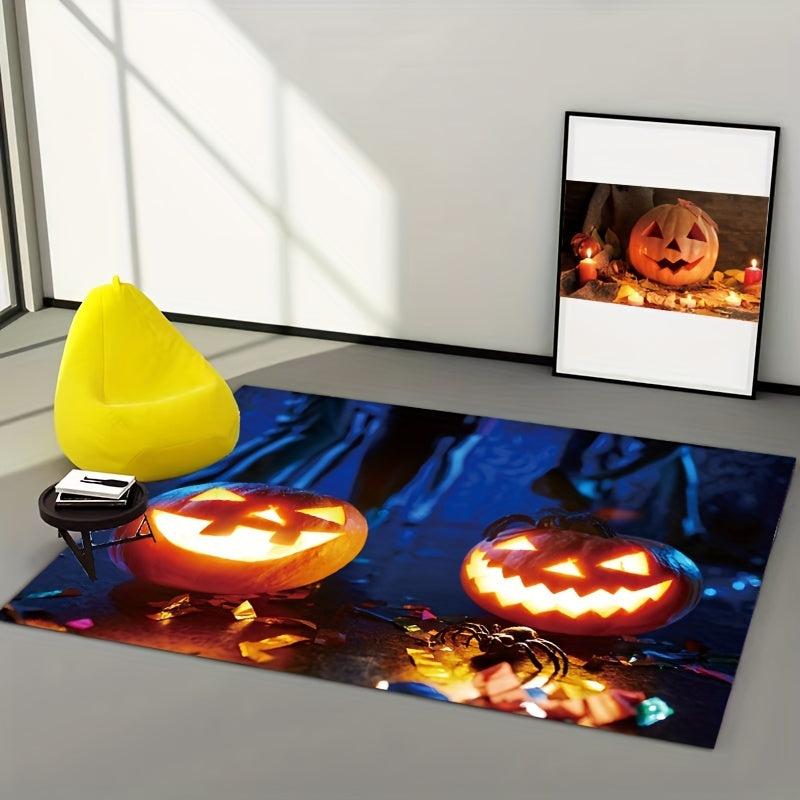Halloween Area Rug Modern Crystal Velvet Rug Non-slip Soft Polyester Fiber Mat