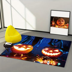Halloween Area Rug Modern Crystal Velvet Rug Non-slip Soft Polyester Fiber Mat