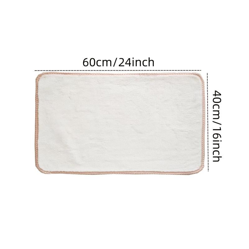 Pure Cashmere Bath Mat with Anti-Slip Backing Solid Floor Mat