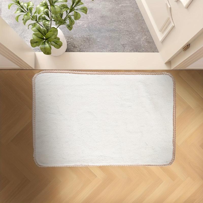 Pure Cashmere Bath Mat with Anti-Slip Backing Solid Floor Mat