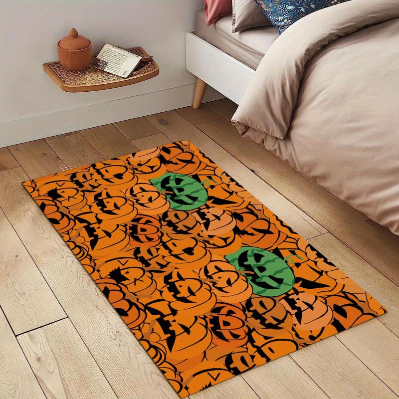 Halloween Pumpkin Area Rugs Soft Polyester Fiber Mat