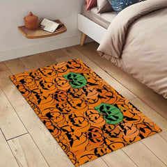 Halloween Pumpkin Area Rugs Soft Polyester Fiber Mat