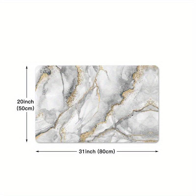 Grey Marble Kitchen Floor Mat Soft Carpet Absorbent Bath Mat