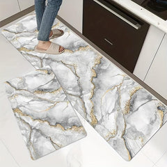 Grey Marble Kitchen Floor Mat Soft Carpet Absorbent Bath Mat