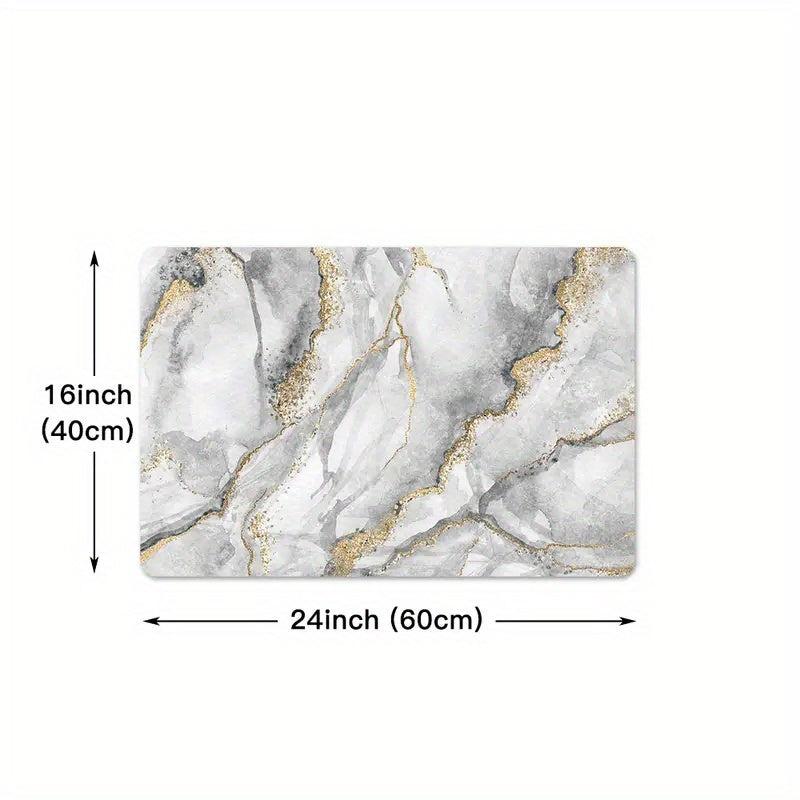 Grey Marble Kitchen Floor Mat Soft Carpet Absorbent Bath Mat