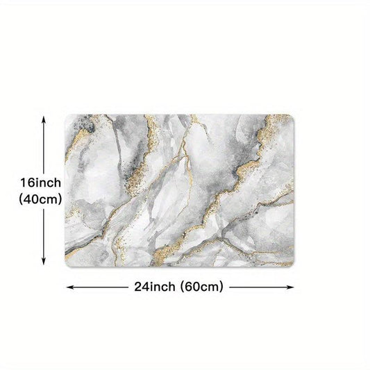 Grey Marble Kitchen Floor Mat Soft Carpet Absorbent Bath Mat